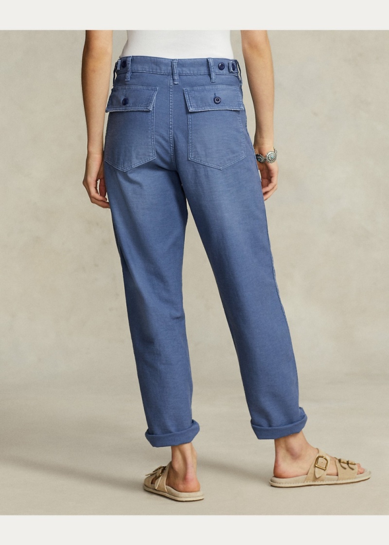 Pantalones Algodon Sateen Utility Mujer Azules | UYRI39806 - vista 3