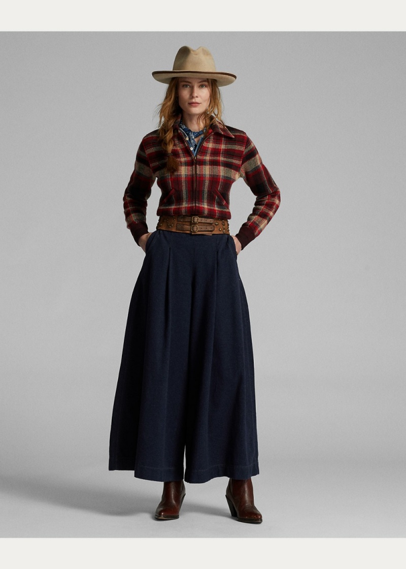 Pantalones Algodon-Lana Twill Culotte Pant Mujer Azul Marino | WEVY61785 - vista 4