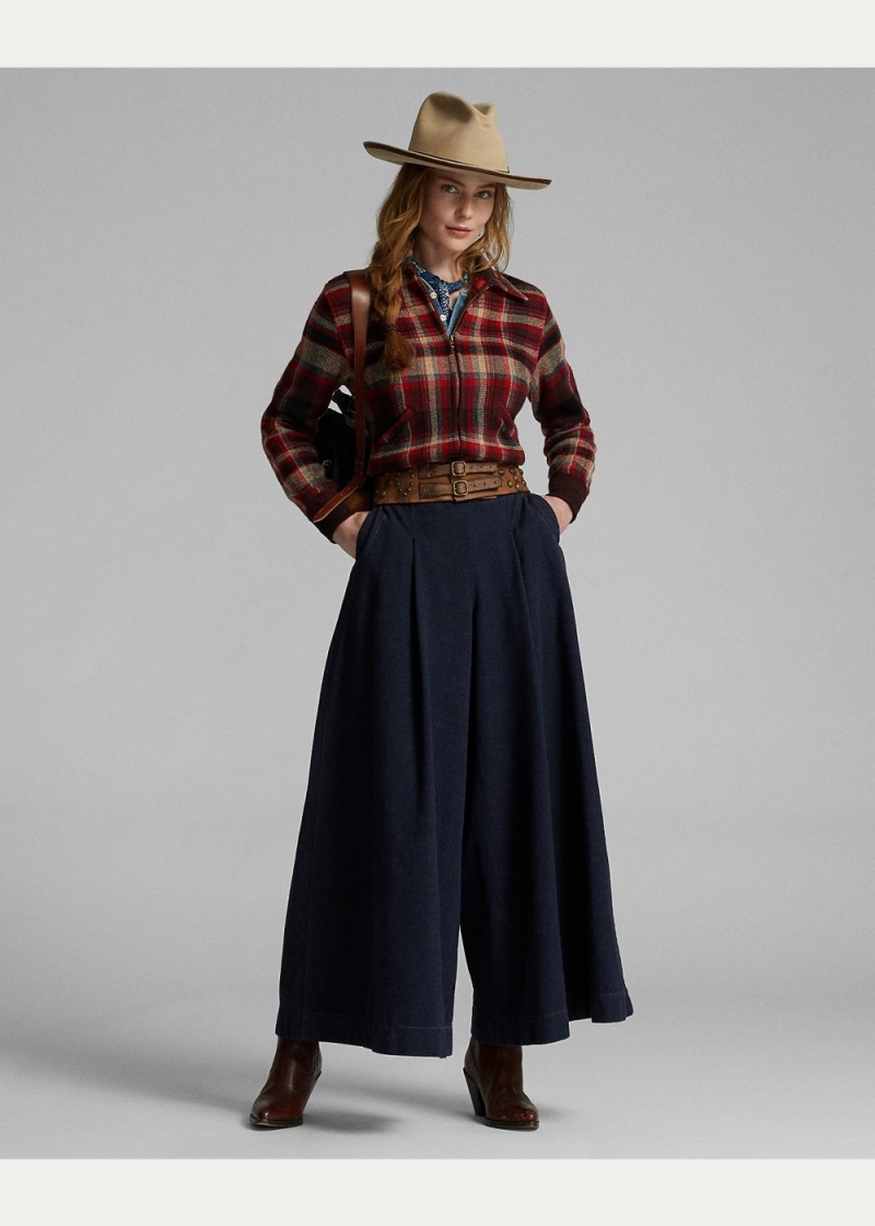 Pantalones Algodon-Lana Twill Culotte Pant Mujer Azul Marino | WEVY61785 - vista 1