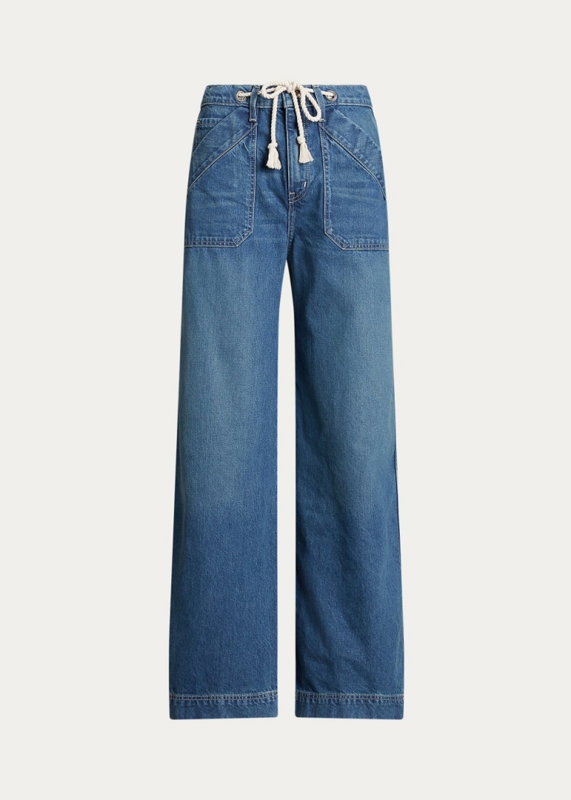 Pantalones Anchos-Leg Jean Mujer Azules | NPWQ74591 - vista 4