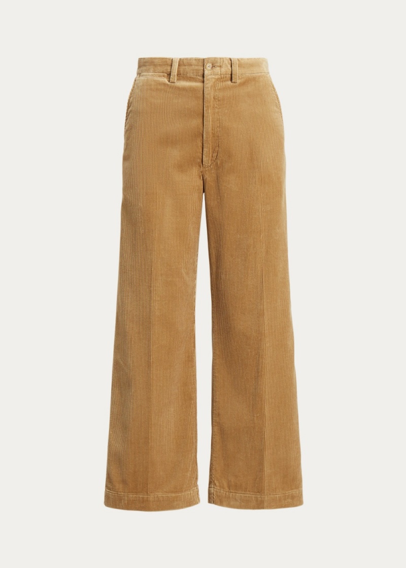 Pantalones Anchos-Wale Corduroy Anchos-Leg Mujer Kaki | QPON06512 - vista 2