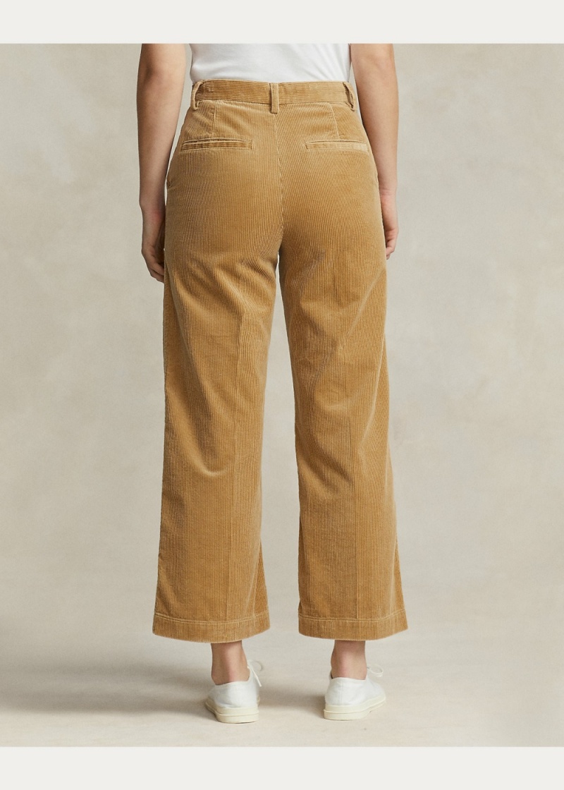 Pantalones Anchos-Wale Corduroy Anchos-Leg Mujer Kaki | QPON06512 - vista 4