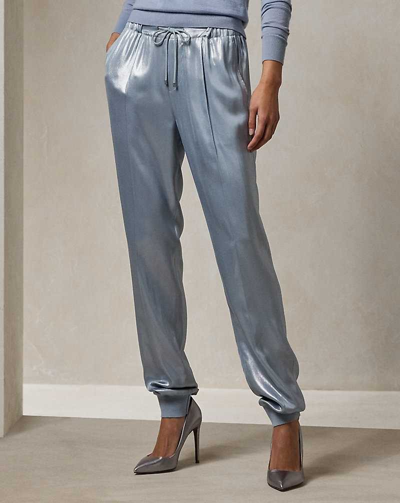 Pantalones Ralph Lauren Arsenia Glossy Duchesse Jogger Mujer Azules | WUHKGIC-52 - vista 3