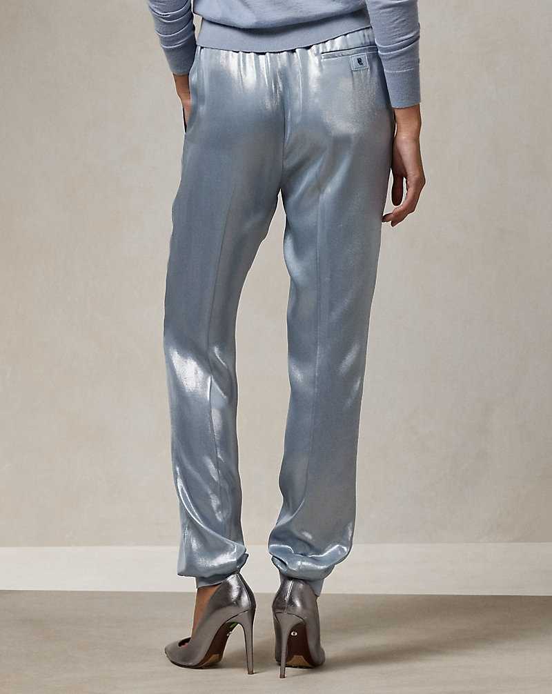 Pantalones Ralph Lauren Arsenia Glossy Duchesse Jogger Mujer Azules | WUHKGIC-52 - vista 4