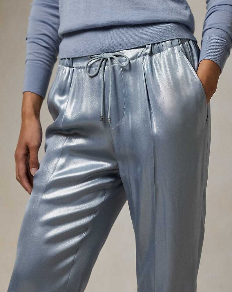 Pantalones Ralph Lauren Arsenia Glossy Duchesse Jogger Mujer Azules | WUHKGIC-52 - vista 5