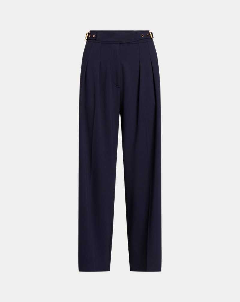Pantalones Ralph Lauren Belted Pleated Ponte Cropped Mujer Azul Marino | QLDPJKY-98 - vista 2