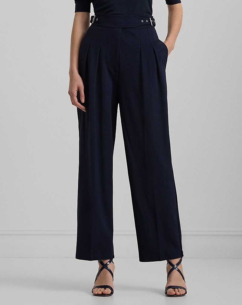 Pantalones Ralph Lauren Belted Pleated Ponte Cropped Mujer Azul Marino | QLDPJKY-98 - vista 3