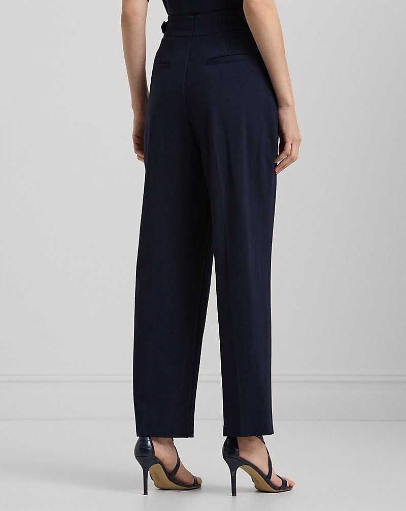 Pantalones Ralph Lauren Belted Pleated Ponte Cropped Mujer Azul Marino | QLDPJKY-98 - vista 4