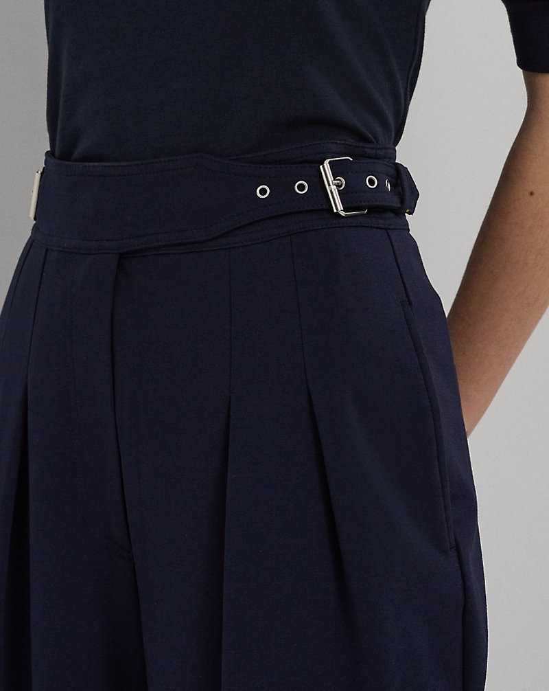 Pantalones Ralph Lauren Belted Pleated Ponte Cropped Mujer Azul Marino | QLDPJKY-98 - vista 5