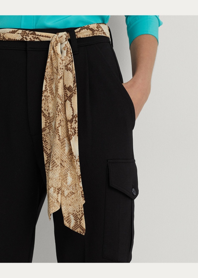 Pantalones Belted Ponte Cropped Mujer Negros | MBSZ69380 - vista 2