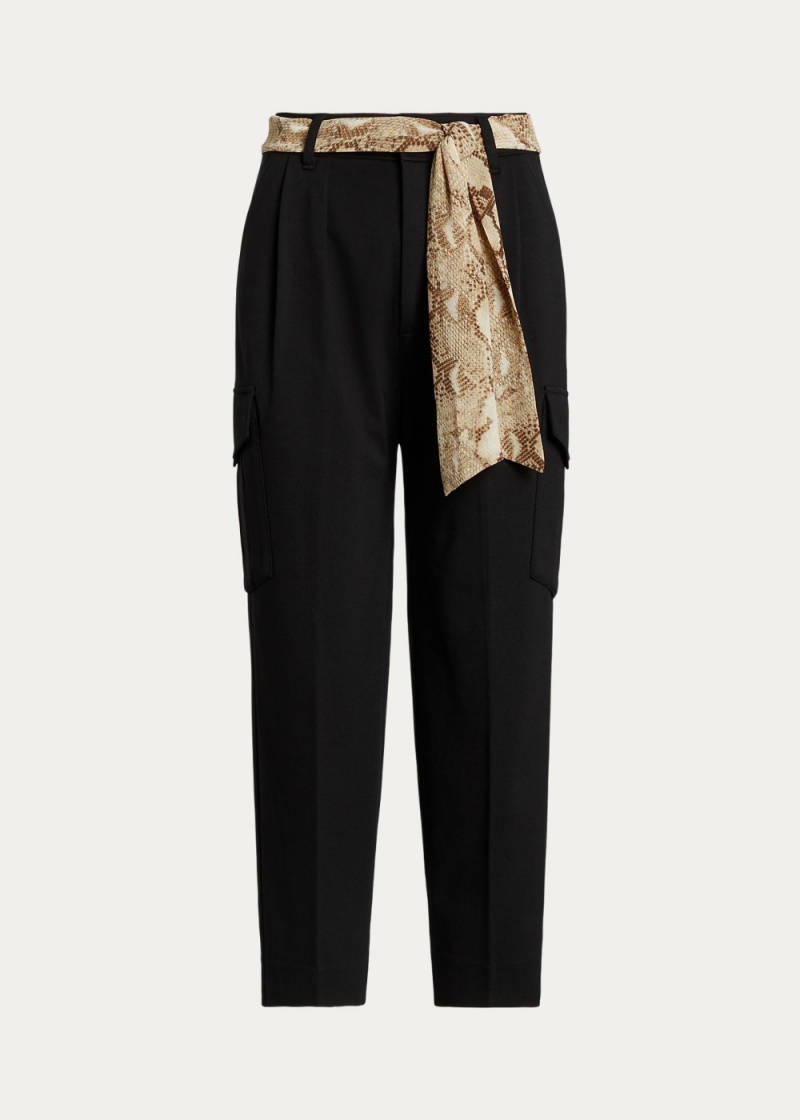 Pantalones Belted Ponte Cropped Mujer Negros | MBSZ69380 - vista 1