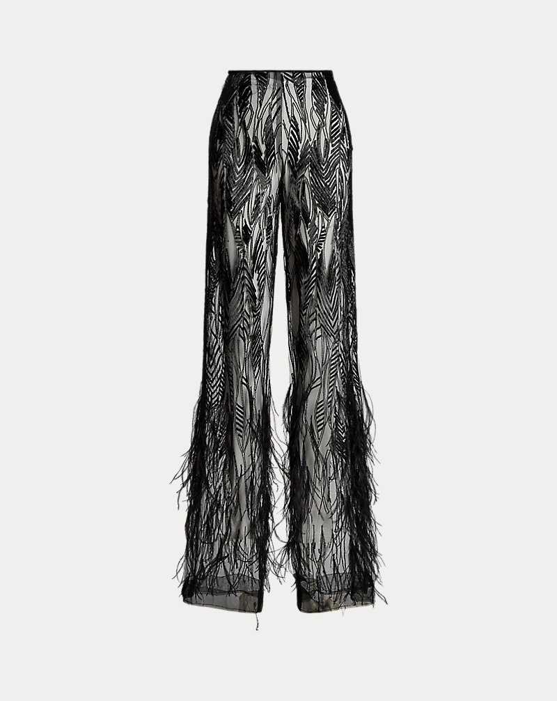 Pantalones Ralph Lauren Bradlee Embellished Tulle Mujer Negros | VQMPFJG-49 - vista 2