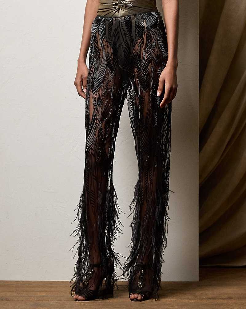 Pantalones Ralph Lauren Bradlee Embellished Tulle Mujer Negros | VQMPFJG-49 - vista 3