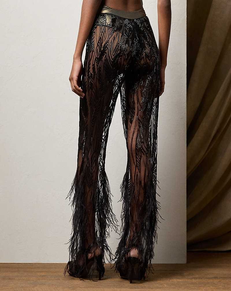 Pantalones Ralph Lauren Bradlee Embellished Tulle Mujer Negros | VQMPFJG-49 - vista 4