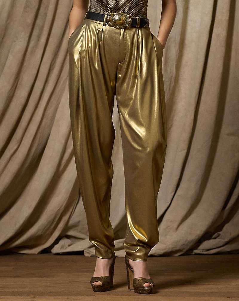 Pantalones Ralph Lauren Cassidy Foiled Georgette Mujer Dorados | WARPVTJ-70 - vista 3