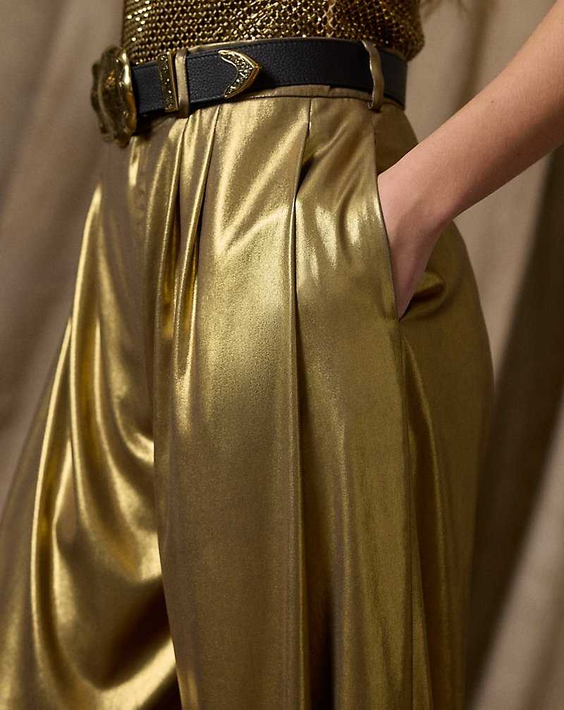 Pantalones Ralph Lauren Cassidy Foiled Georgette Mujer Dorados | WARPVTJ-70 - vista 5