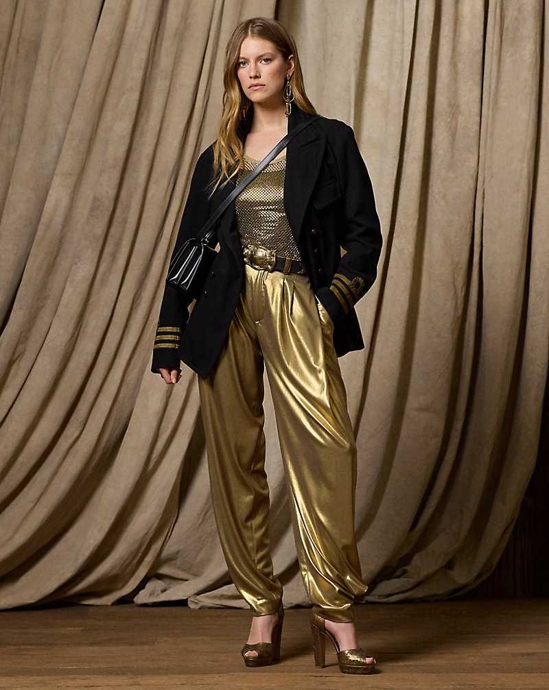 Pantalones Ralph Lauren Cassidy Foiled Georgette Mujer Dorados | WARPVTJ-70 - vista 1