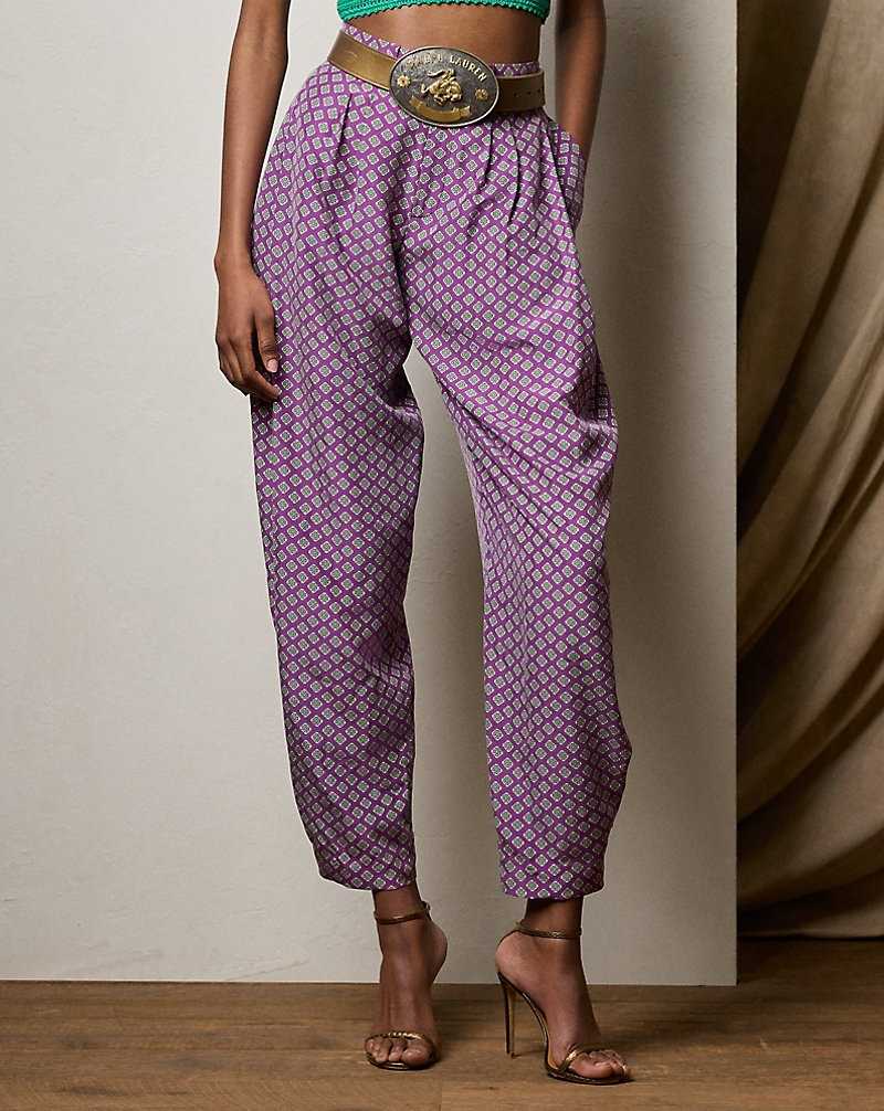 Pantalones Ralph Lauren Cassidy Print Silk Habotai Mujer Morados | XKOBHAU-84 - vista 3