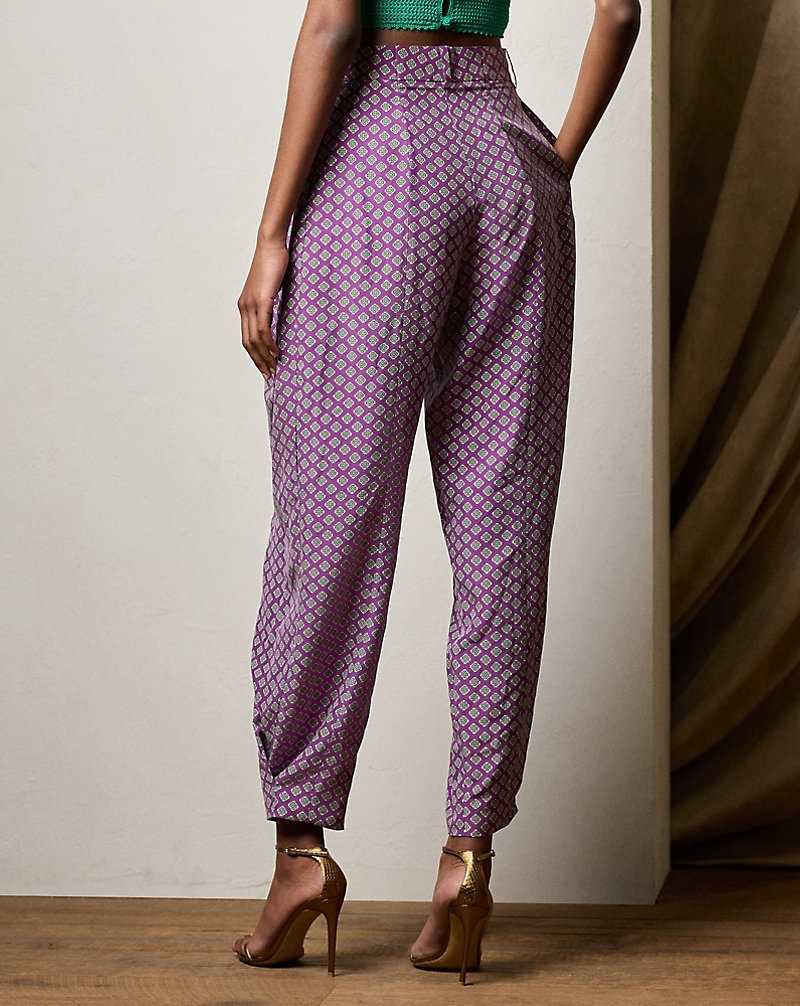 Pantalones Ralph Lauren Cassidy Print Silk Habotai Mujer Morados | XKOBHAU-84 - vista 4