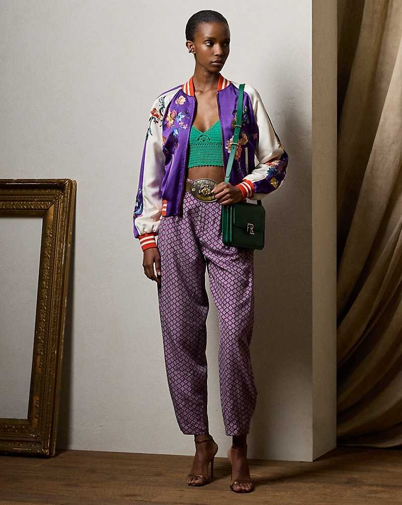 Pantalones Ralph Lauren Cassidy Print Silk Habotai Mujer Morados | XKOBHAU-84 - vista 1
