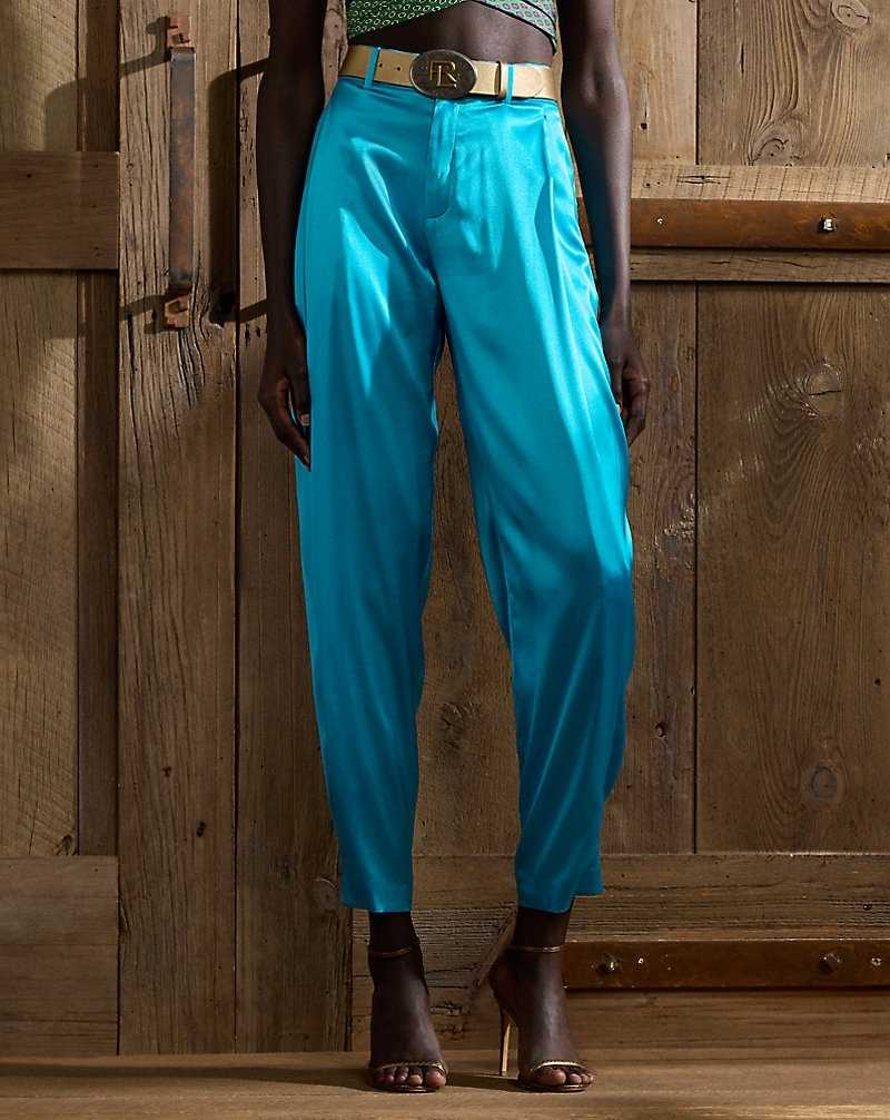 Pantalones Ralph Lauren Cassidy Stretch Charmeuse Mujer Azules | LHPXBYM-91 - vista 3