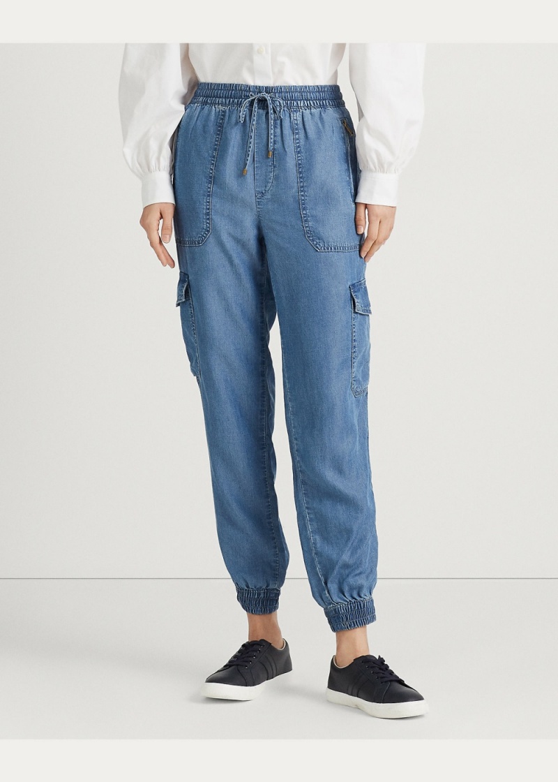 Pantalones Chambray Cargo Ankle Mujer Azules | IVOB34975 - vista 2