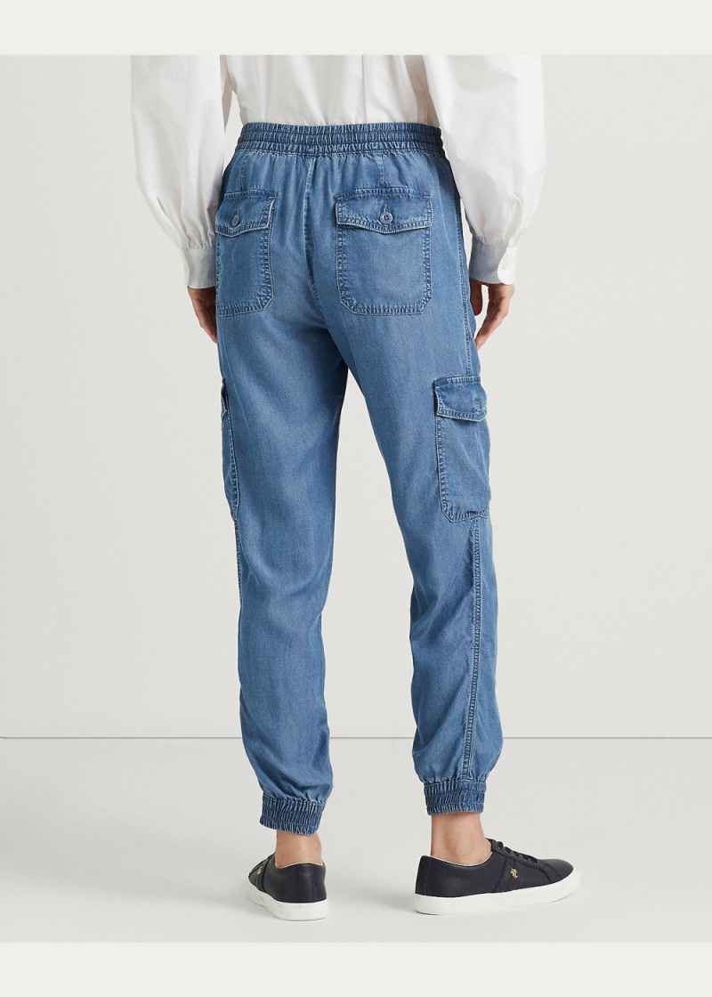 Pantalones Chambray Cargo Ankle Mujer Azules | IVOB34975 - vista 3