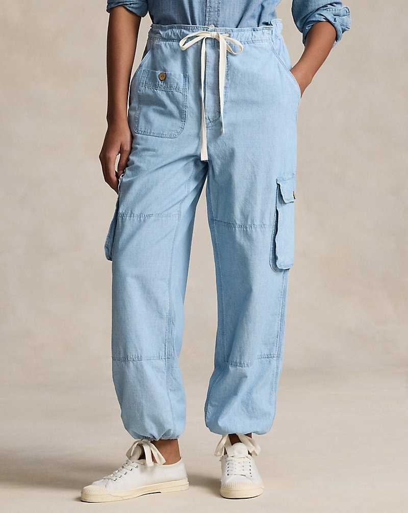 Pantalones Ralph Lauren Chambray Cargo Mujer Azules | MQUEBIH-76 - vista 3