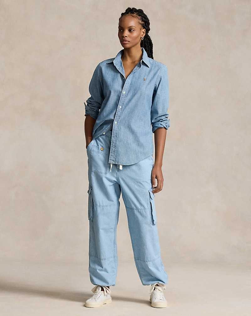 Pantalones Ralph Lauren Chambray Cargo Mujer Azules | MQUEBIH-76 - vista 1