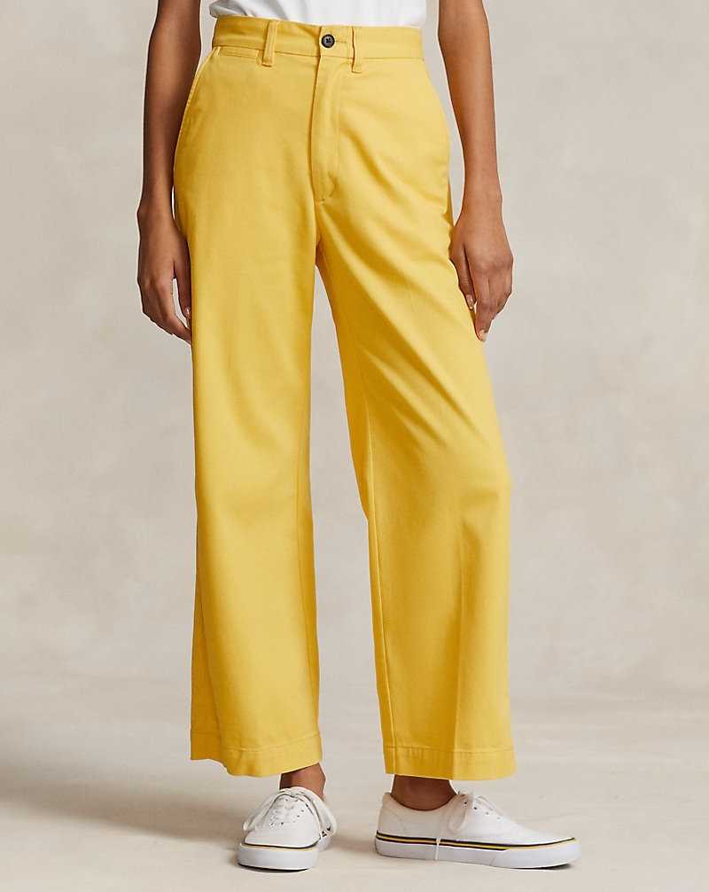 Pantalones Ralph Lauren Chino Wide-Leg Mujer Amarillos | MWXEBPZ-34 - vista 3