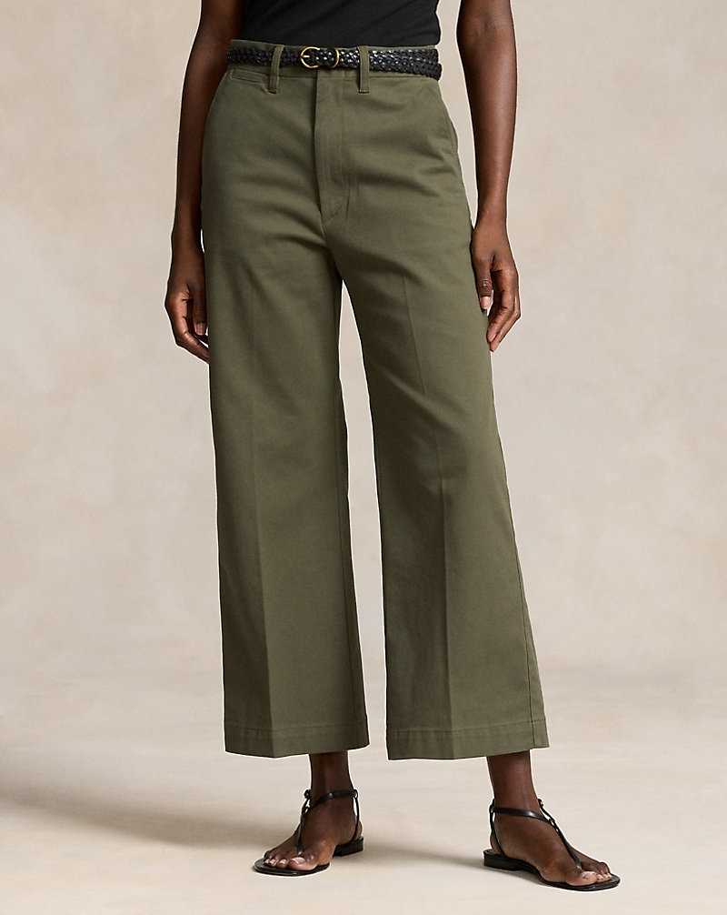 Pantalones Ralph Lauren Chino Wide-Leg Mujer Verde Oliva | BFIYRSP-39 - vista 3