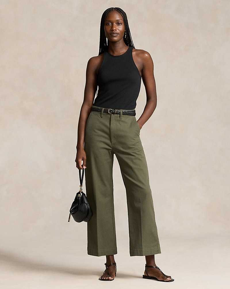 Pantalones Ralph Lauren Chino Wide-Leg Mujer Verde Oliva | BFIYRSP-39 - vista 1
