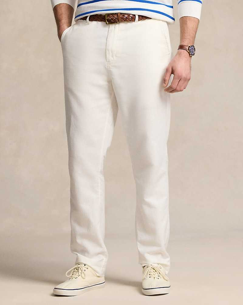 Pantalones Ralph Lauren Classic Fit Linen-Cotton Hombre Blancos | AHTYFKX-73 - vista 3