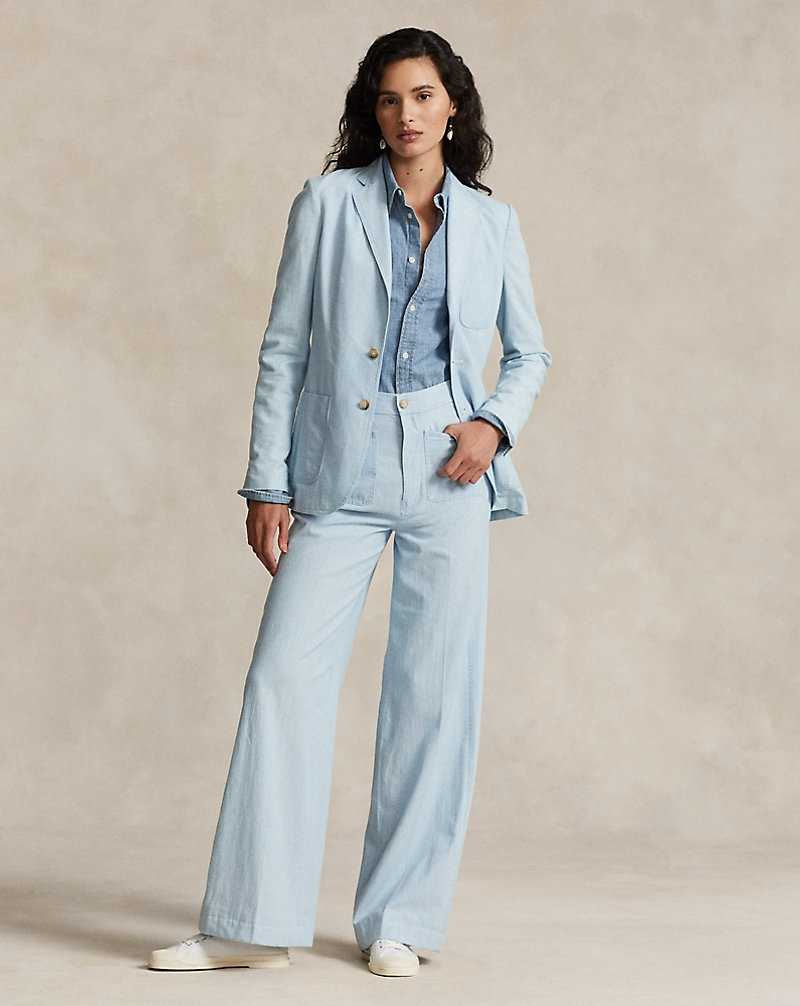 Pantalones Ralph Lauren Cotton Chambray Wide-Leg Flare Mujer Chambray | RTHQKUW-50 - vista 1