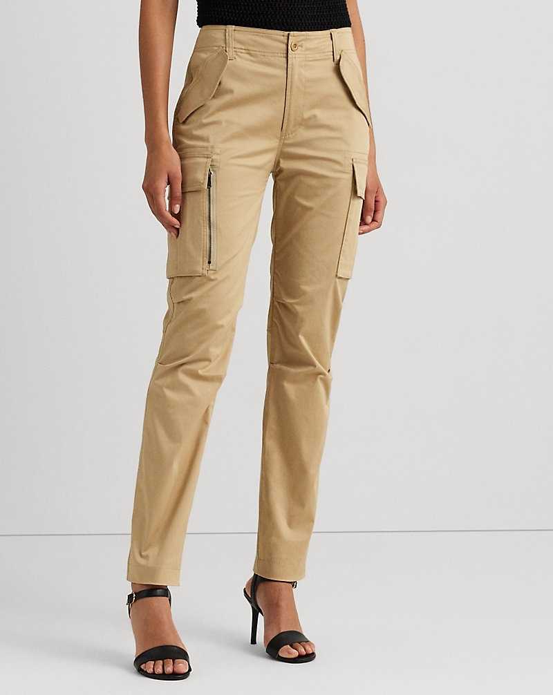 Pantalones Ralph Lauren Cotton Sateen Cargo Mujer Birch Tan | PIEFCUT-25 - vista 3
