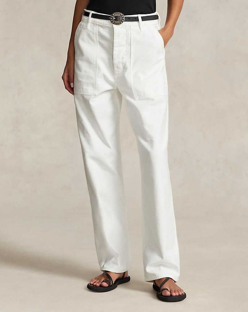Pantalones Ralph Lauren Cotton Sateen Utility Mujer Ecru | VQLRTGS-06 - vista 3