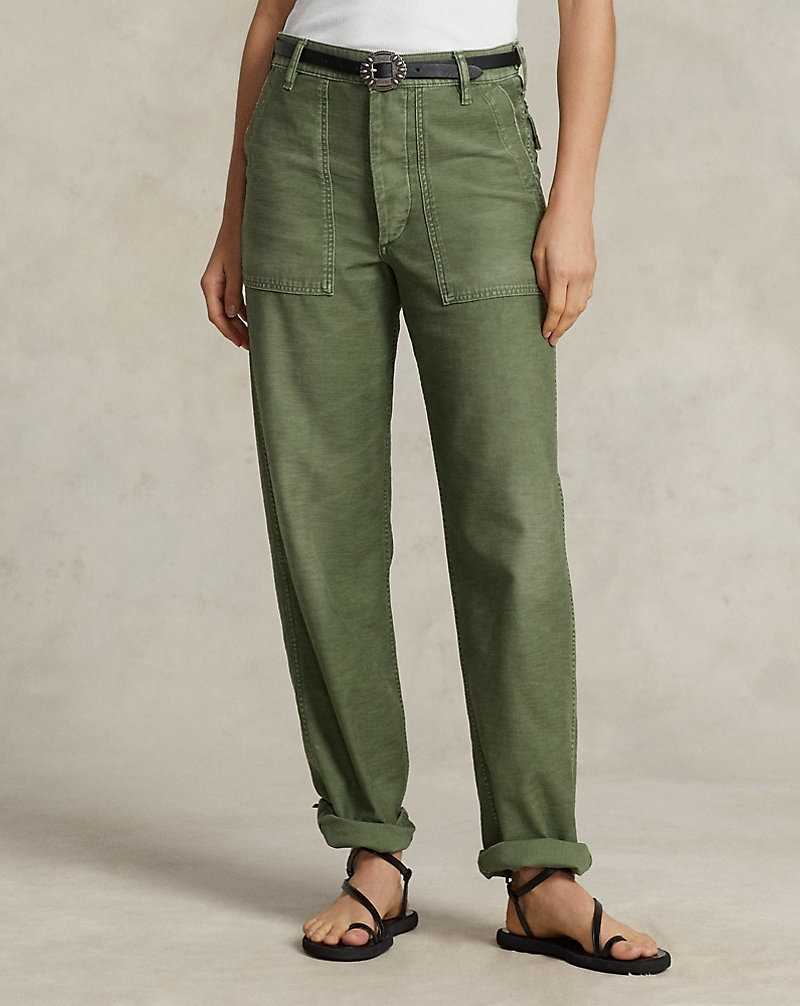 Pantalones Ralph Lauren Cotton Sateen Utility Mujer Verde Oliva | JFISQBE-98 - vista 3