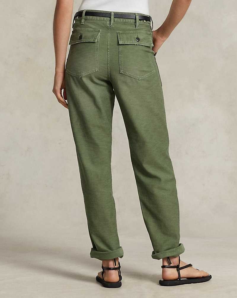 Pantalones Ralph Lauren Cotton Sateen Utility Mujer Verde Oliva | JFISQBE-98 - vista 4