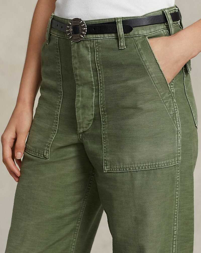 Pantalones Ralph Lauren Cotton Sateen Utility Mujer Verde Oliva | JFISQBE-98 - vista 5