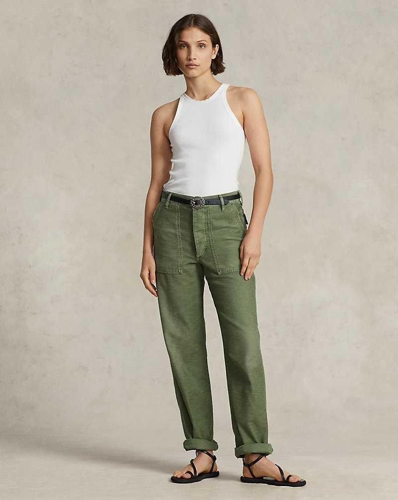 Pantalones Ralph Lauren Cotton Sateen Utility Mujer Verde Oliva | JFISQBE-98 - vista 1