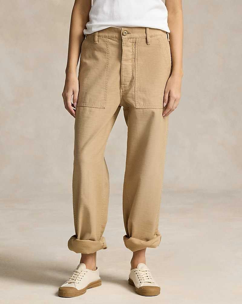 Pantalones Ralph Lauren Cotton Sateen Utility Mujer Kaki | VUBXOEG-14 - vista 3