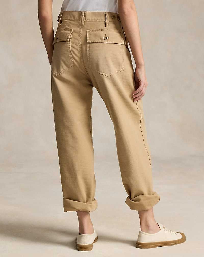 Pantalones Ralph Lauren Cotton Sateen Utility Mujer Kaki | VUBXOEG-14 - vista 4