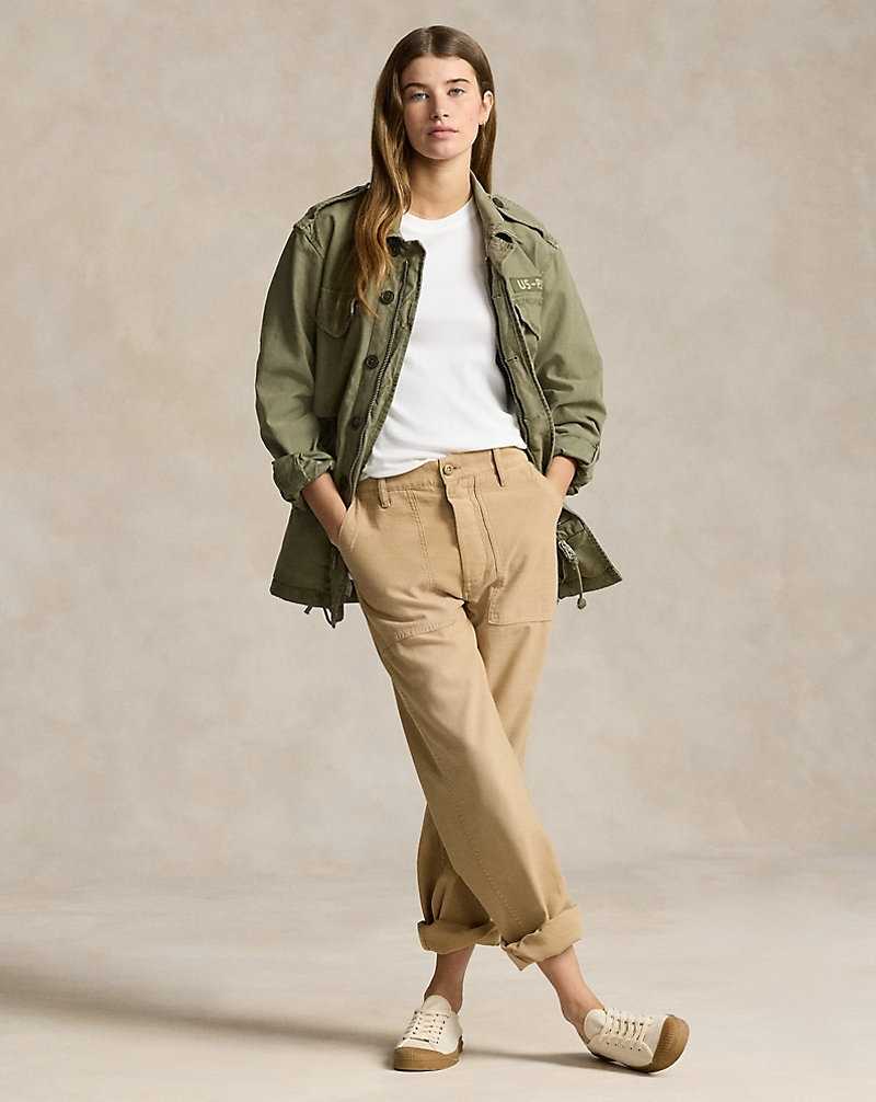Pantalones Ralph Lauren Cotton Sateen Utility Mujer Kaki | VUBXOEG-14 - vista 1