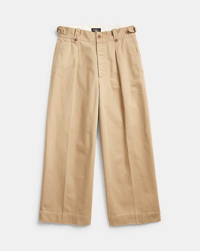 Pantalones Ralph Lauren Cropped Cotton Wide-Leg Mujer Kaki | YSIWTNH-23 - vista 2