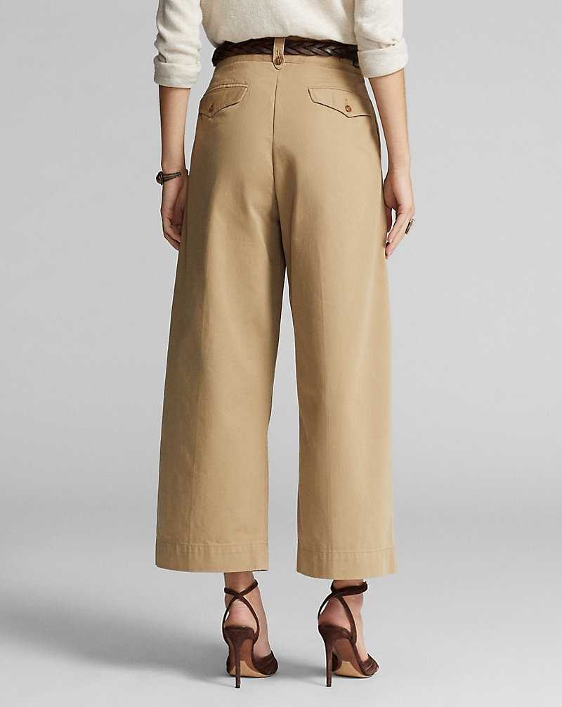 Pantalones Ralph Lauren Cropped Cotton Wide-Leg Mujer Kaki | YSIWTNH-23 - vista 5