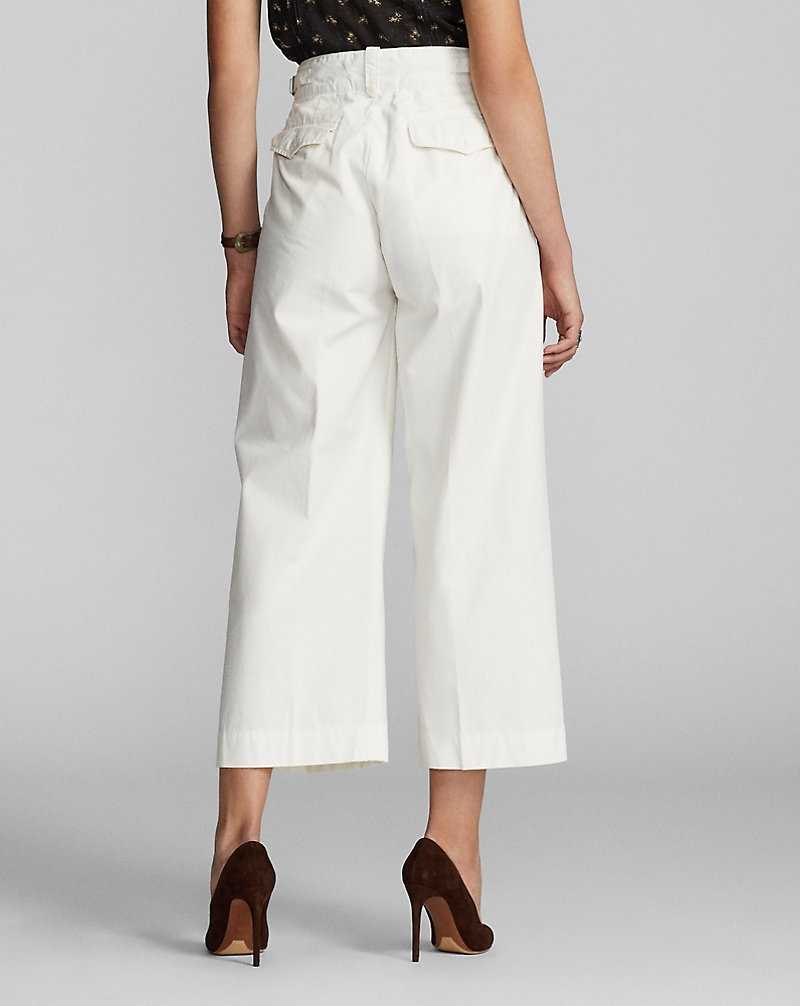 Pantalones Ralph Lauren Cropped Poplin Wide-Leg Mujer Blancos | QLCEGYD-57 - vista 4