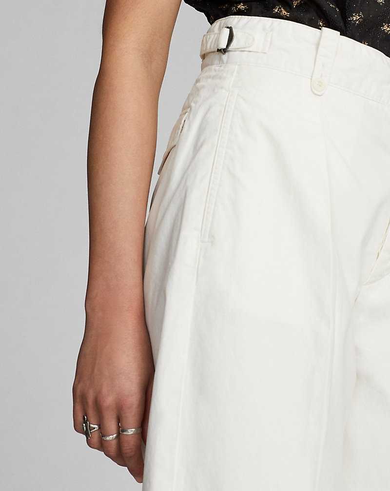 Pantalones Ralph Lauren Cropped Poplin Wide-Leg Mujer Blancos | QLCEGYD-57 - vista 5