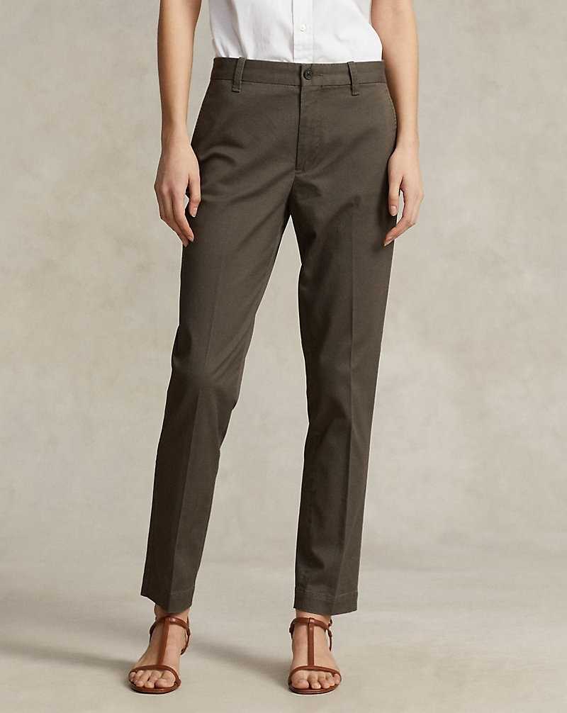 Pantalones Ralph Lauren Cropped Slim Fit Twill Chino Mujer Verde Oliva | EIZOTDU-53 - vista 3