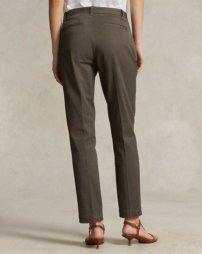 Pantalones Ralph Lauren Cropped Slim Fit Twill Chino Mujer Verde Oliva | EIZOTDU-53 - vista 4