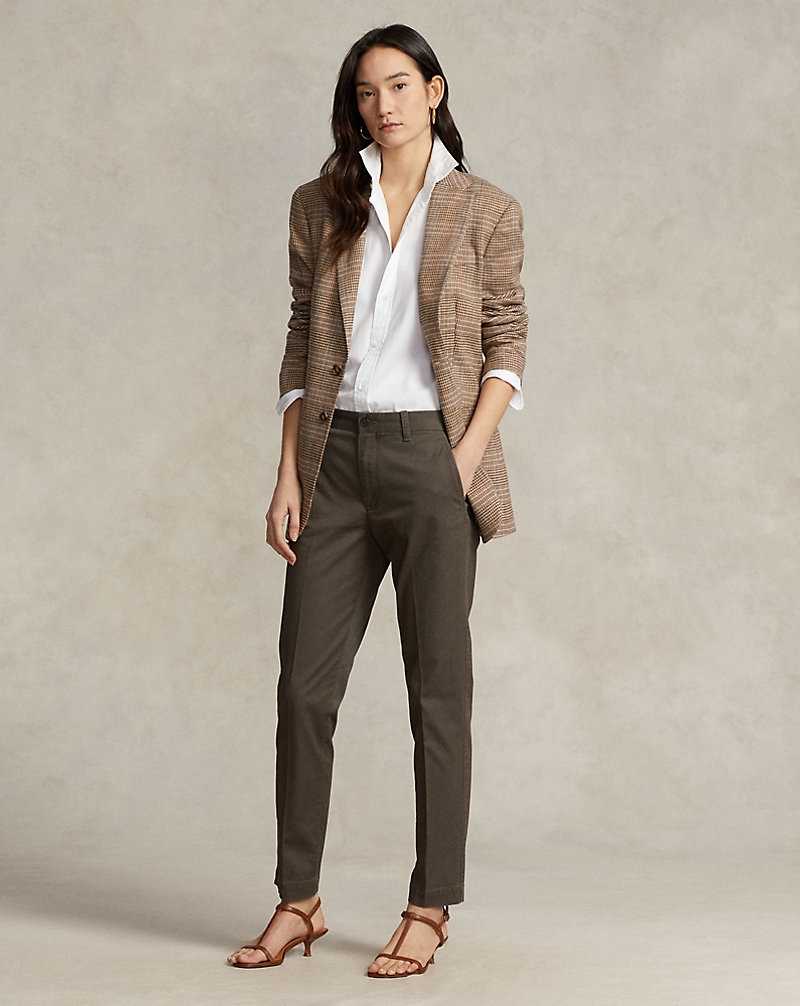 Pantalones Ralph Lauren Cropped Slim Fit Twill Chino Mujer Verde Oliva | EIZOTDU-53 - vista 1